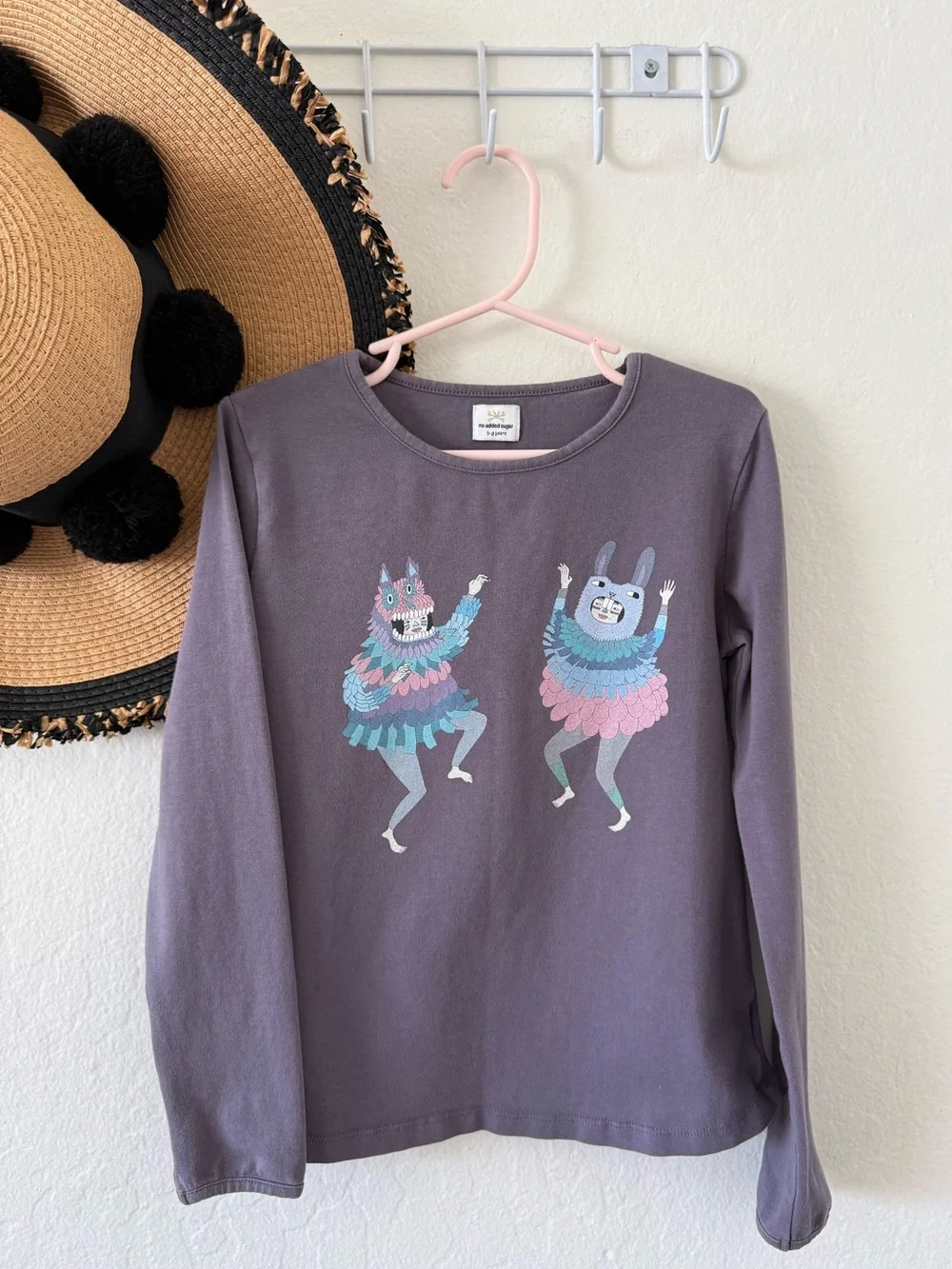 No Added Sugar Purple Long Sleeve Graphic Tee Size 7-8 Years